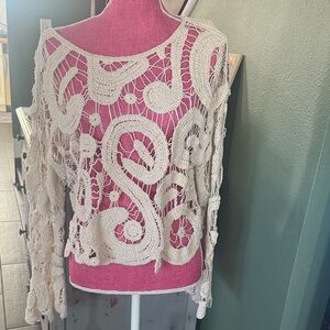 Cream Crochet Lace Top